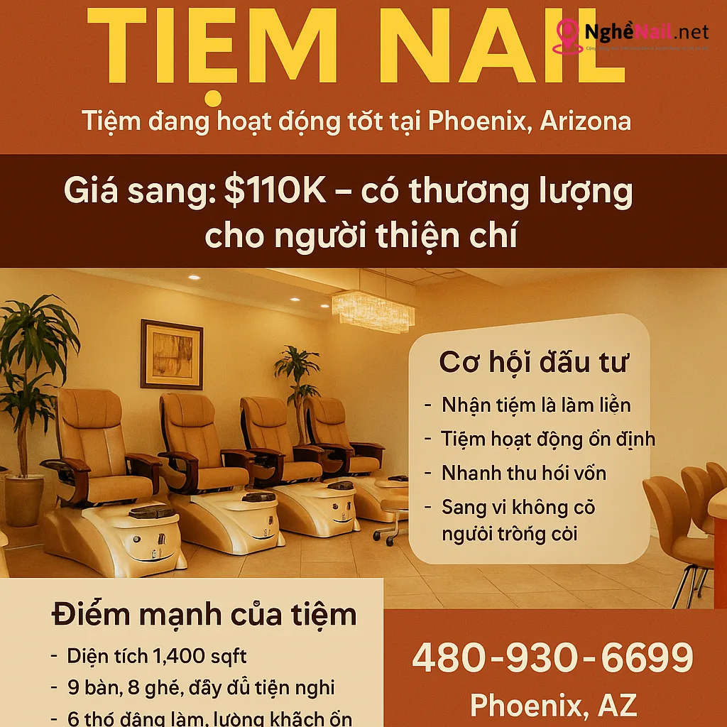 CẦN SANG GẤP TIỆM NAIL – VÙNG PHOENIX, AZ