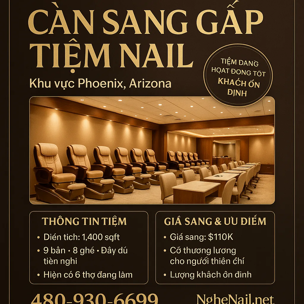 CẦN SANG GẤP TIỆM NAIL – VÙNG PHOENIX, AZ