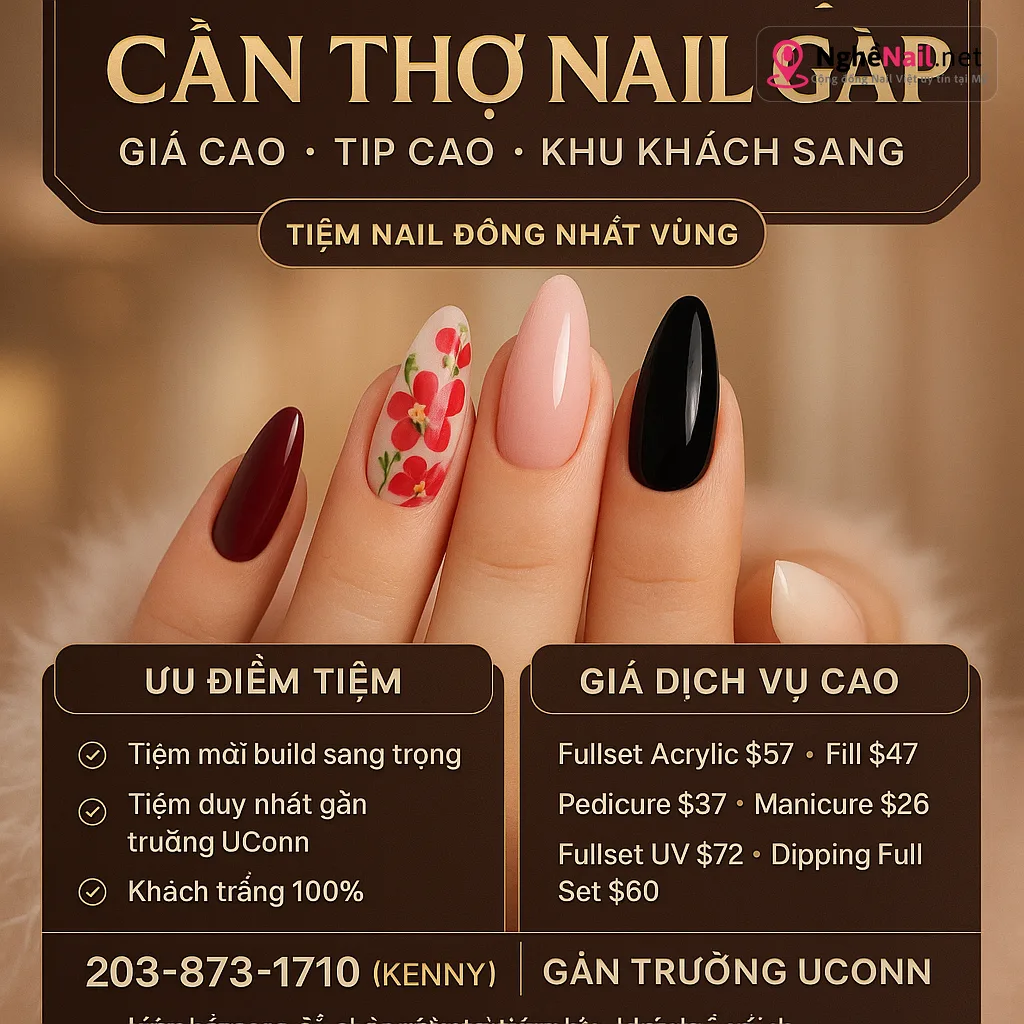 Cần Thợ Nail Gấp…. Giá Cao, Tip Cao Khu Khách Sang