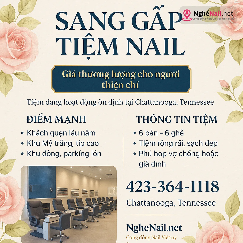 SANG GẤP TIỆM NAIL – CHATTANOOGA, TENNESSEE