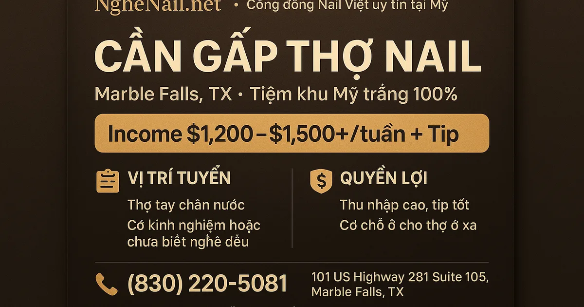 CẦN GẤP THỢ NAIL – MARBLE FALLS, TX