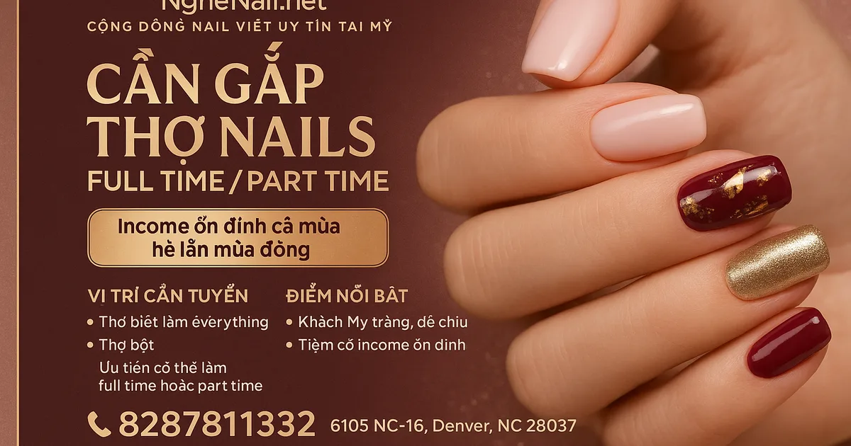 Cần gấp thợ nails full time / part time