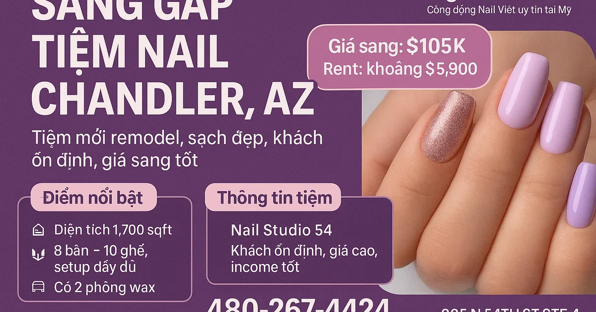 SANG GẤP TIỆM NAIL – CHANDLER, AZ