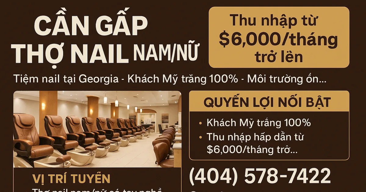 CẦN GẤP THỢ NAIL NAM/NỮ – GEORGIA