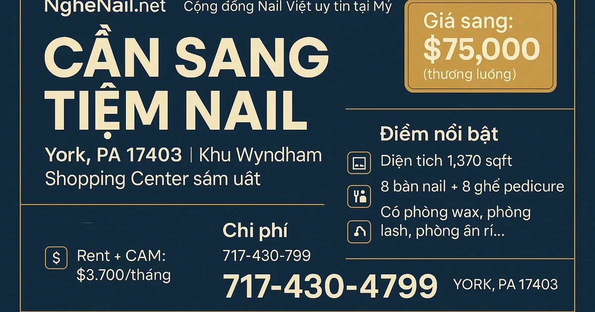 CẦN SANG TIỆM NAIL – YORK, PA 17403