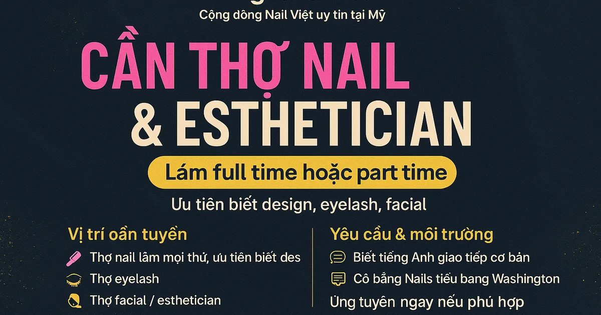 Cần thợ Esthetician, and Nail technician