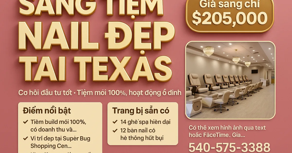 SANG TIỆM NAIL ĐẸP – CƠ HỘI ĐẦU TƯ TỐT TẠI TEXAS