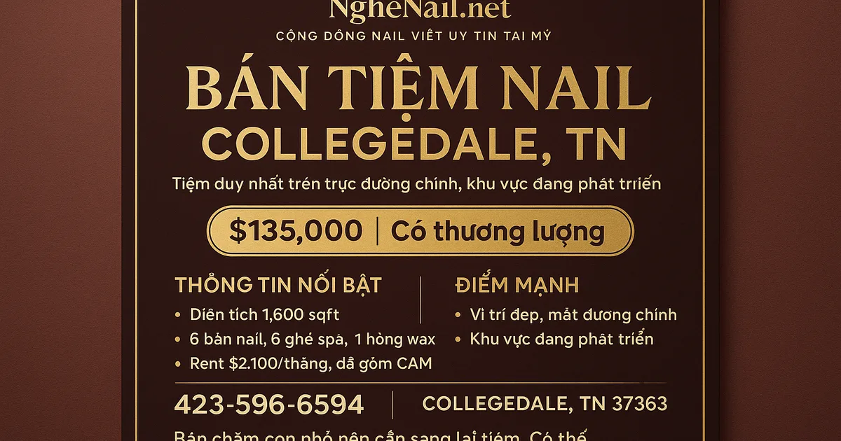 Bán Tiệm Nail – Collegedale, TN 37363