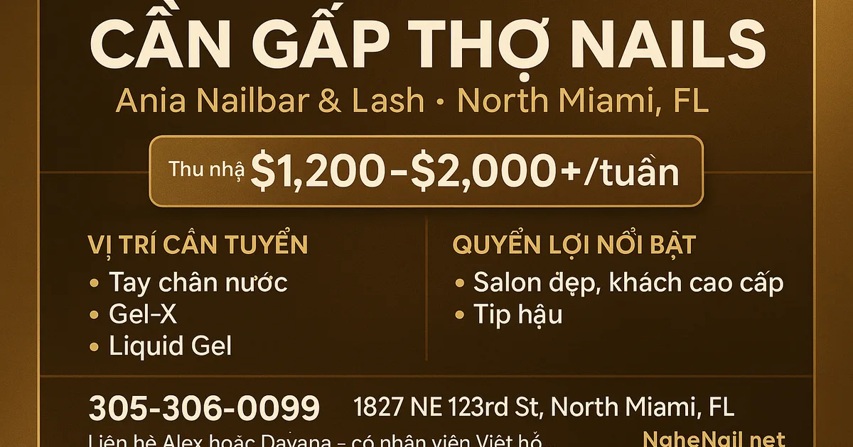 CẦN GẤP THỢ NAILS – NORTH MIAMI, FL