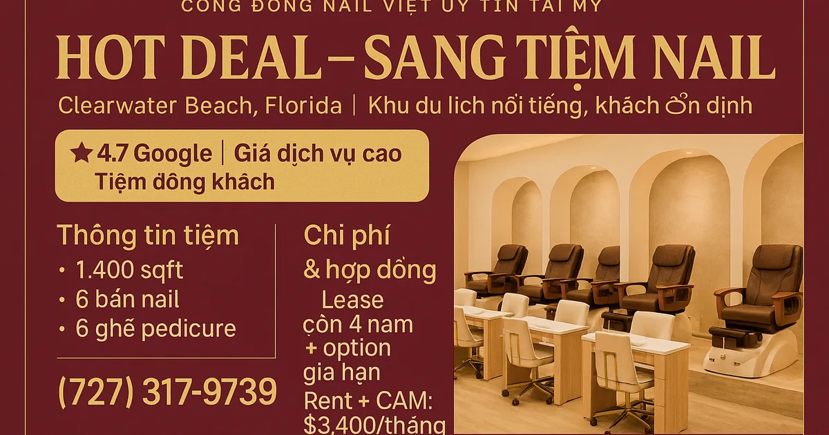 HOT DEAL – NAIL SALON FOR SALE