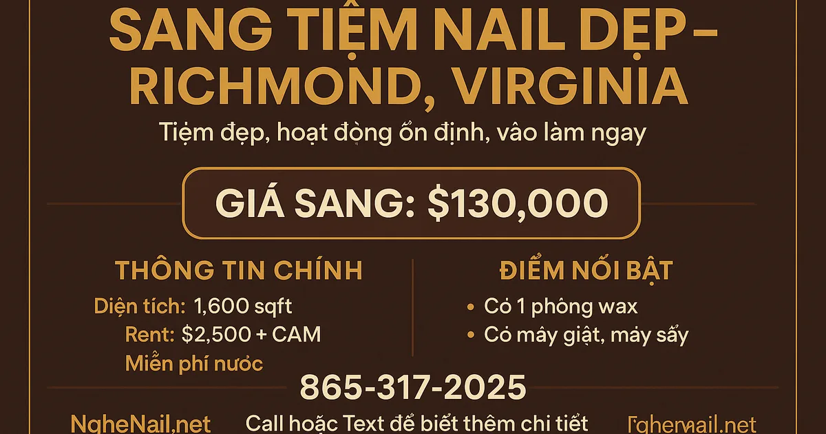 SANG TIỆM NAIL ĐẸP – RICHMOND, VIRGINIA