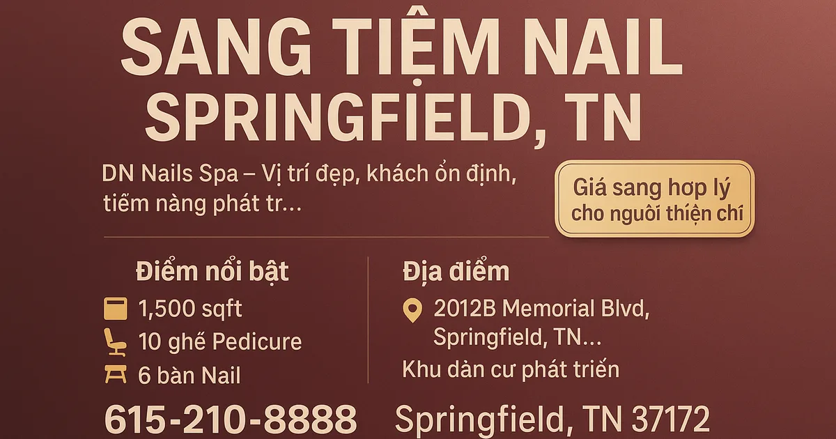 SANG TIỆM NAIL – SPRINGFIELD, TENNESSEE