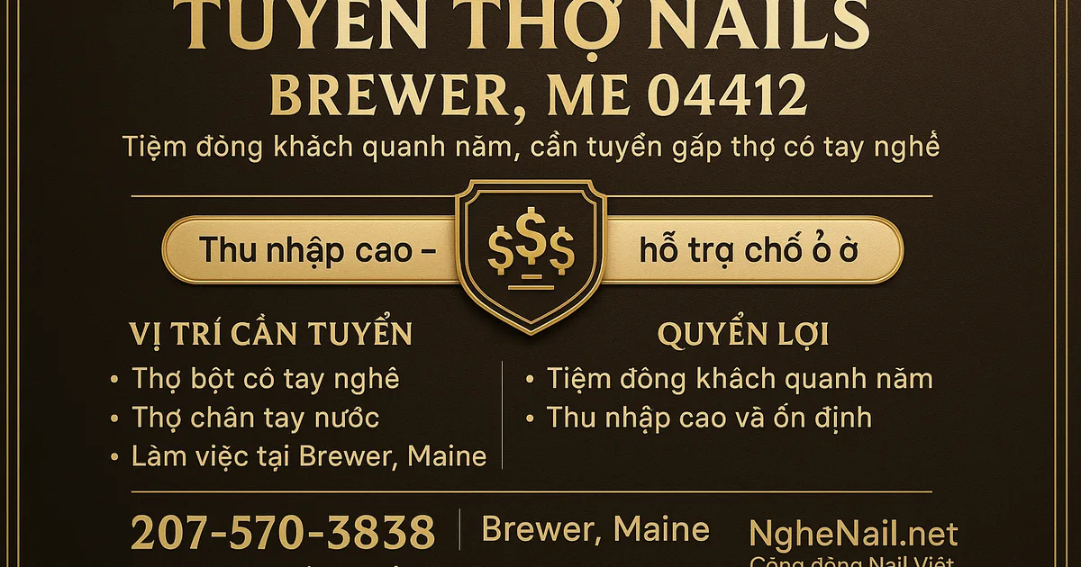 TUYỂN THỢ NAILS – Brewer ME 04412