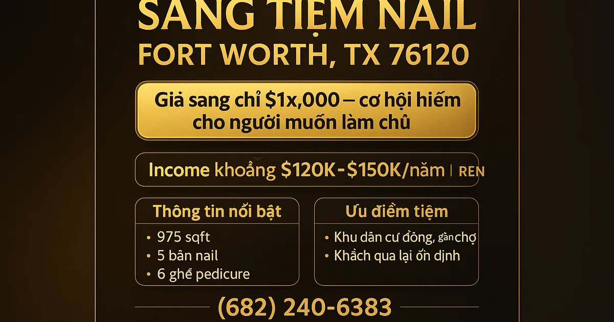 SANG TIỆM NAIL FORT WORTH, TX 76120