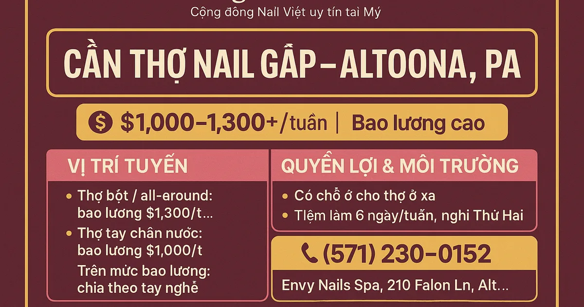 CẦN THỢ NAIL – ALTOONA, PA